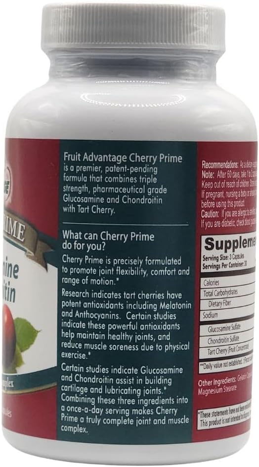 Cherry Prime Montmorency Tart Cherry with Glucosamine & Chondroitin - 90 Capsules (Case of 12)