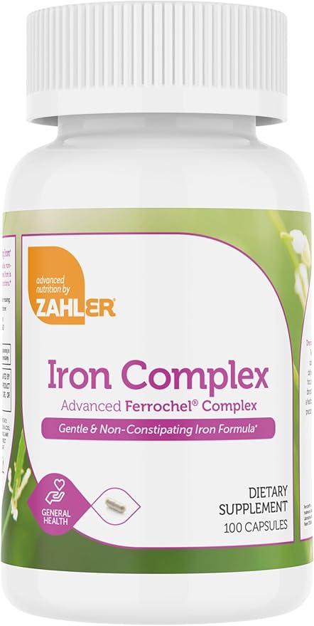 Zahler - Iron Supplement with Vitamin C - Capsule Iron Pills for Women and Men - High Absorption, Easy on Stomach, Kosher Ferrous Iron Supplements with Vitamins C, B12, Folate & More - 100 Count