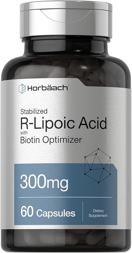 Horbäach Stabilized R-Lipoic Acid 300mg | 60 Capsules | with Biotin Optimizer | Non-GMO, Gluten Free | Na-RALA Supplement