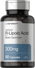 Horbäach Stabilized R-Lipoic Acid 300mg | 60 Capsules | with Biotin Optimizer | Non-GMO, Gluten Free | Na-RALA Supplement