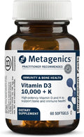 Metagenics Vitamin D3 + K - for Artery Health, Immune Support, Bone & Heart Health* - Vitamin D with MK-7 (Vitamin K2) - Non-GMO - Gluten-Free - 60 Softgels - 10,000 IU