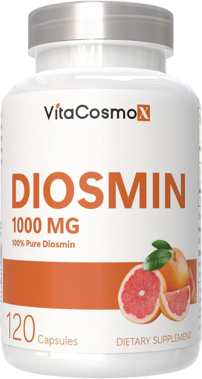 Diosmin Capsules, 120 Count, 1000 mg Serving, Vegan, Citrus Bioflavonoids 100% Vegetarian, Non-GMO & Gluten Free Diosmin Supplement with Max Strength