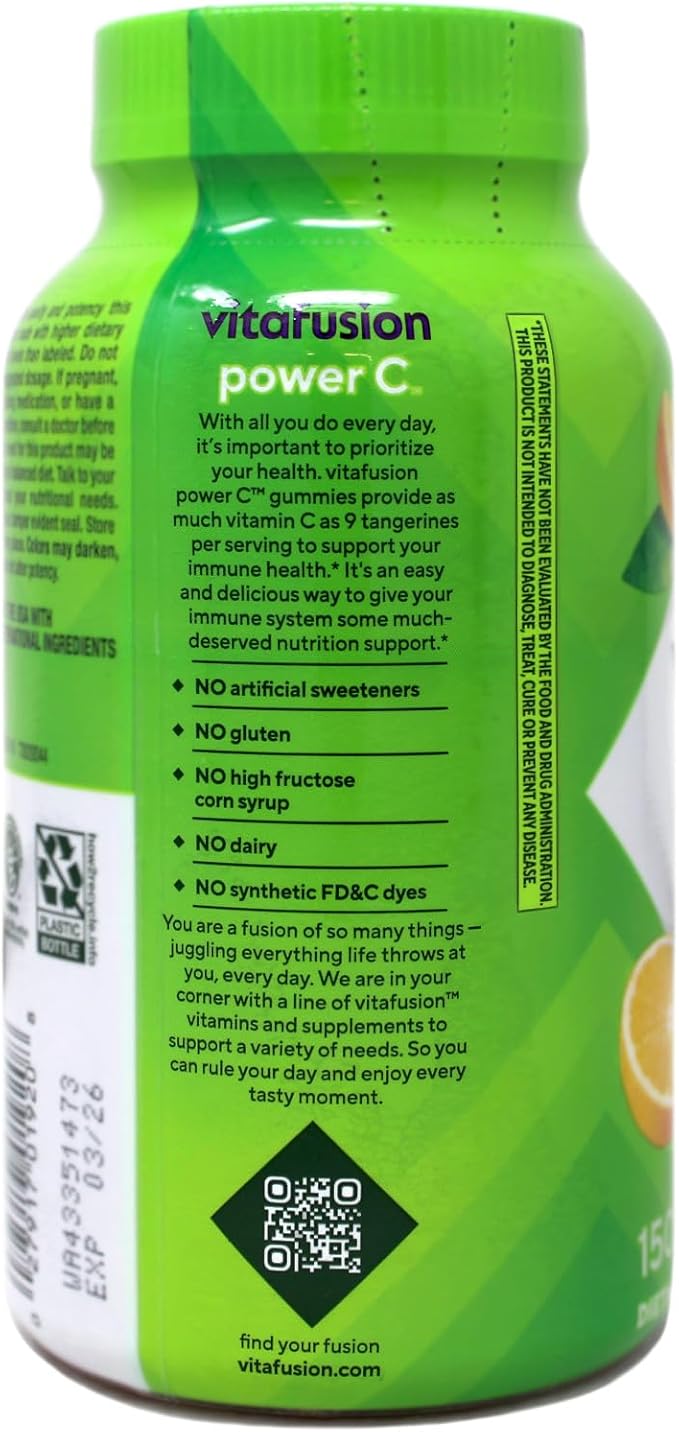 VitaFusion Power C Gummy Vitamins for Adults Absolutely Orange - 150 ct, Pack of 4