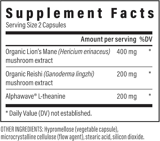 Real Mushrooms Lion’s Mane Calm Capsules (90 Count) – 400mg Organic Lions Mane Fruiting Body Extracts, 200mg Organic Reishi, 200mg AlphaWave L-Theanine for Calm Clarity & Relaxed Alertness, 90ct