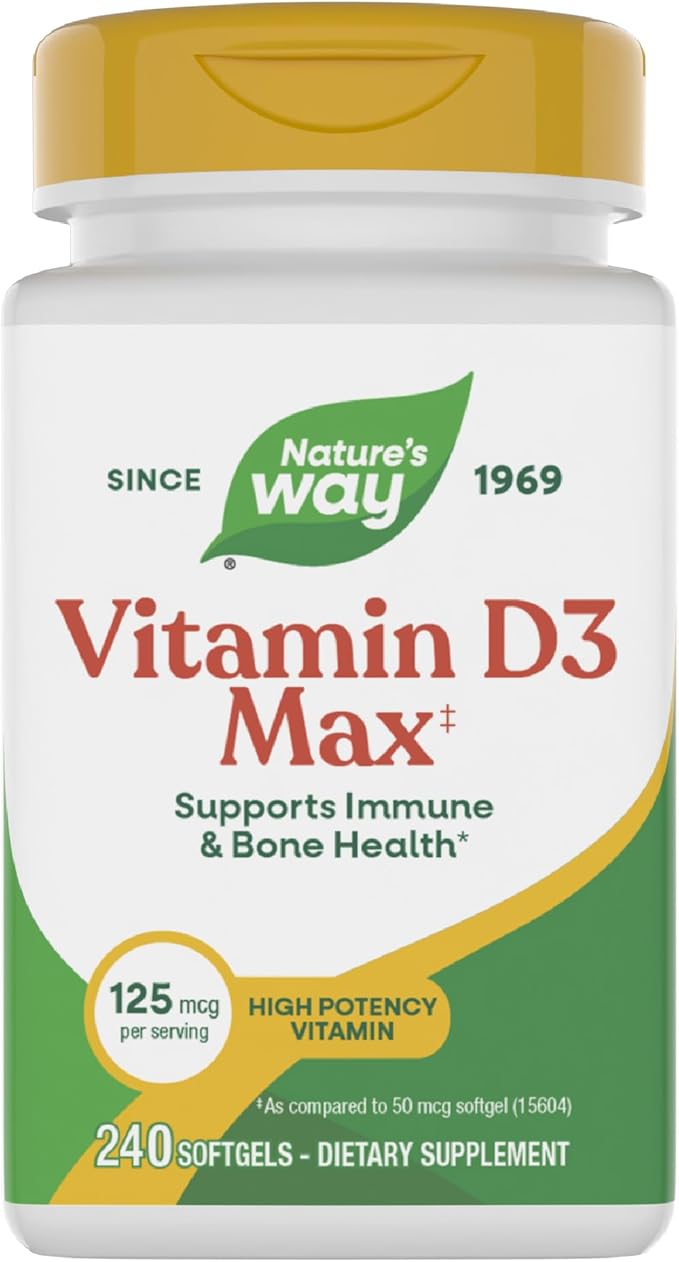 Nature's Way Vitamin D3 Max, Supports Healthy Bones and Teeth*, Supports Immune Health*, 125mcg per Serving, 240 Softgels