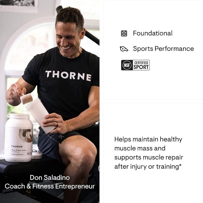 THORNE - Whey Protein Isolate (Chocolate, 31.9 Oz) & Amino Complex (Berry, 8 Oz) Bundle - Supports Muscle Repair & Recovery - NSF Certified for Sport - Gluten Free, Soy Free