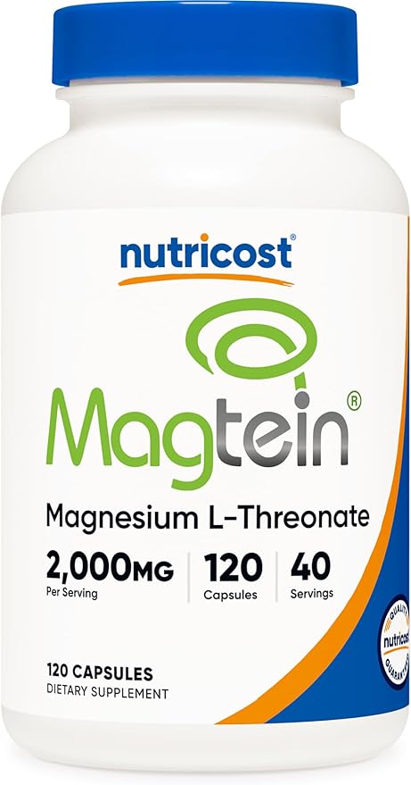 Nutricost Magnesium L-Threonate As Magtein 2000mg, 120 Capsules - Non-GMO, Gluten Free, Vegetarian Friendly