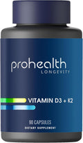 ProHealth Vitamin D3 + K2 | 90 Capsules | Bioactive VegD3® & MK-7 for Bone, Heart & Immune Support | Non-GMO, Triple Lab-Tested, USA GMP-Certified