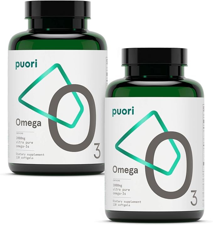 Puori Omega 3 Fish Oil - Ultra Pure 2000mg x 240 Softgels - Heart, Brain and Eye Health Supplement - Burpless, IFOS Certified, Non-GMO Capsules - O3-2000mg EPA 1250mg DHA 500mg