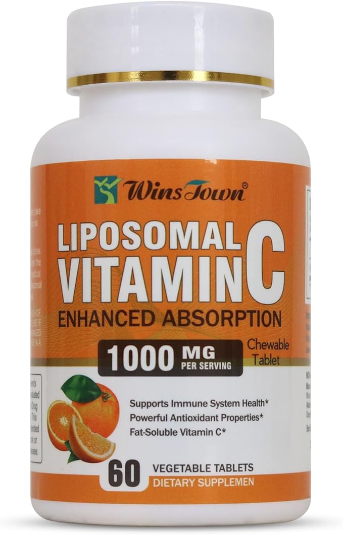 Liposomal Vitamin C Chewable Tablets, 1000mg Per Serving, High Absorption Fat-Soluble Dietary Supplement, Supports Immune Health & Antioxidant, 60 Count