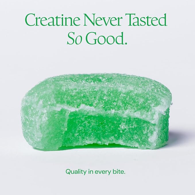 Create Creatine Monohydrate Gummies for Men & Women, Boost Focus, Strength, and Endurance, Anti-Melting Formula, Vegan, Gluten-Free, Non-GMO, 1.5g of Creatine per Gummy (Sour Green Apple)