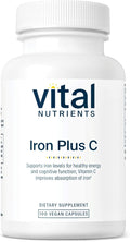 Vital Nutrients Iron Plus C - Vegan Iron Supplement - 20mg Fe with 200mg Vitamin C to Increase Fe and Energy Levels - Gluten, Dairy, Soy Free - Non-GMO - 100 Capsules