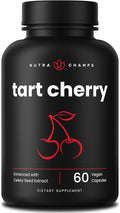 NutraChamps Organic Tart Cherry Extract Capsules - Made from Montmorency Tart Cherry Concentrate, Celery Seed & Bilberry - Vegan Capsules