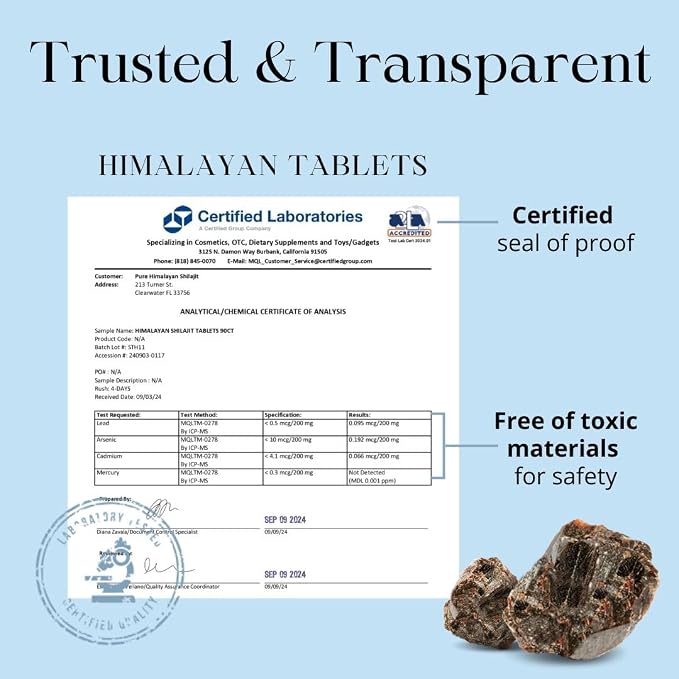 Pure Himalayan Shilajit for Men and Women, 75 Servings of Purest Original Himalayan Shilajit Tablets, 85+ Trace Minerals, Fulvic Acid