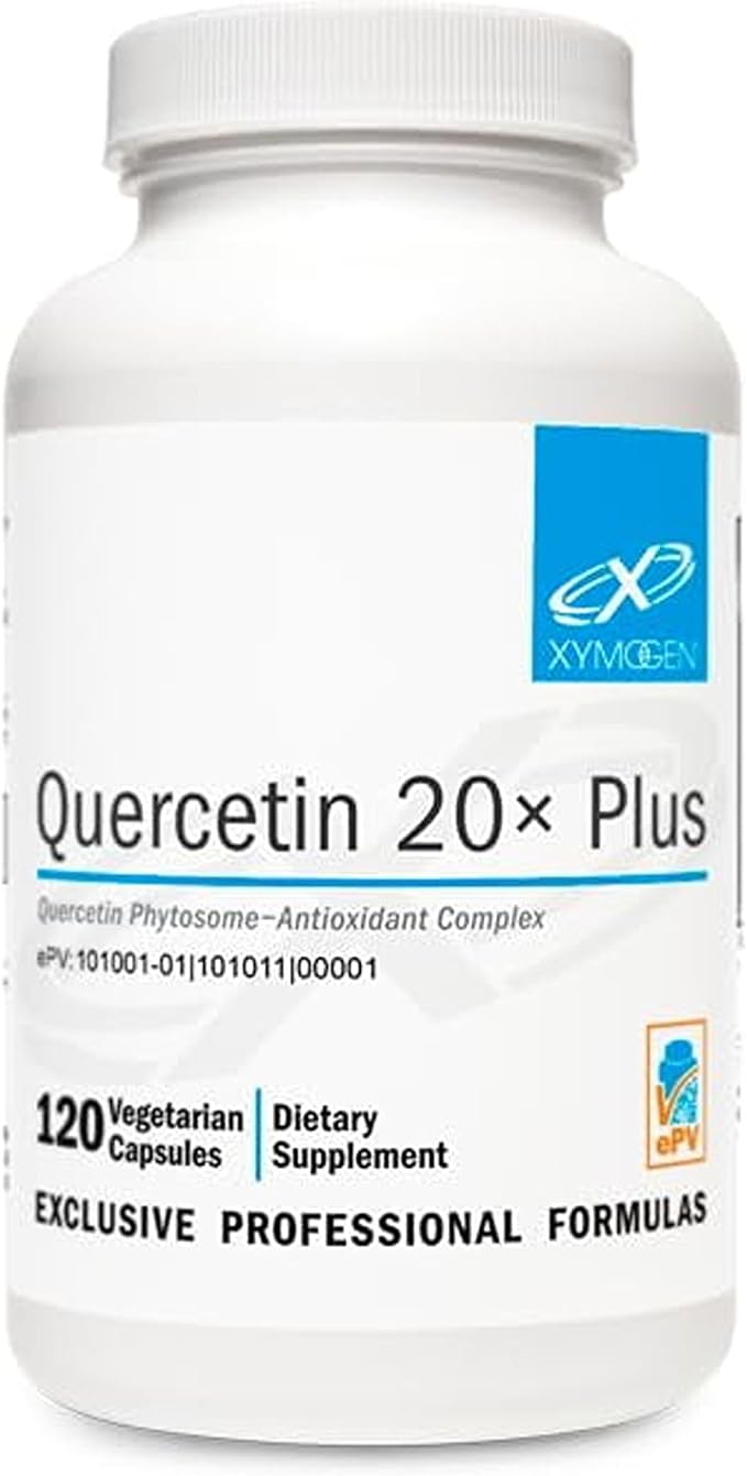 XYMOGEN Quercetin 20× Plus - Quercetin Phytosome Supplement for Immune & Respiratory Support - with Vitamin C & Nettle Leaf - 120 Capsules