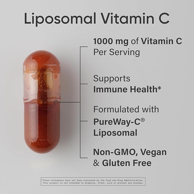 Adventure Home Sports Liposomal Vitamin C 500mg High Absorption Pure-Way C - Certified Vegan, Non-GMO, Gluten Free Antioxidant & Immune Support - 120 Count + Exclusive Vitamin Guide