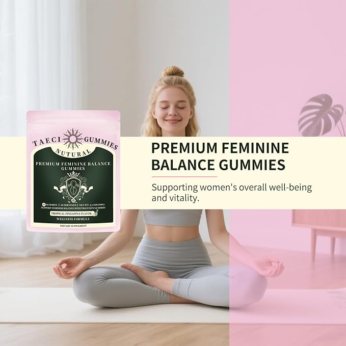 Pineapple Feminine Balance Gummies for Women – Probiotics for pH & Vaginal Health, Supports Odor & Flora Balance with Vitamin C – Vegan, Gluten-Free – 60 Gummies (30-Day Supply)