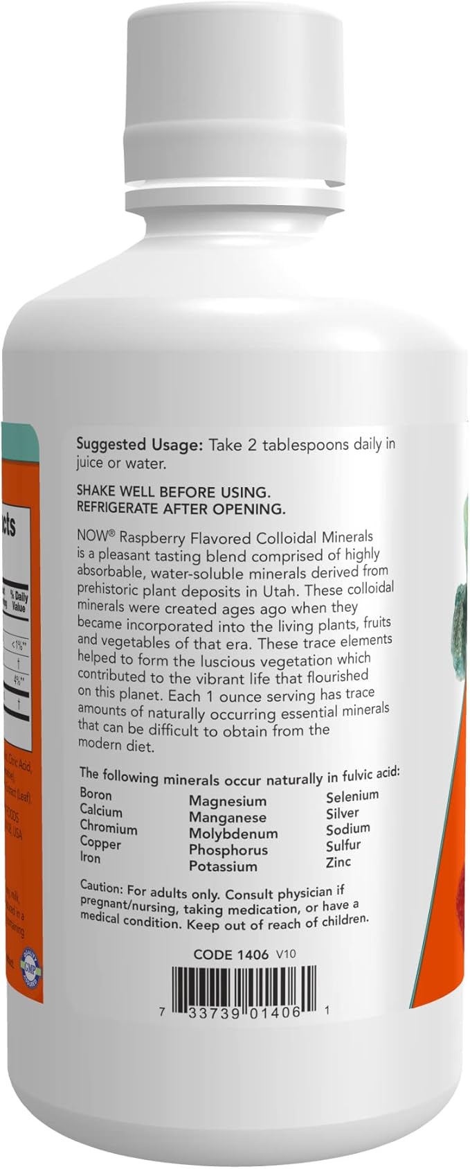 NOW Foods Supplements,Colloidal Minerals Liquid,Plant Derived,Essential Trace Minerals,Raspberry,32-Ounce,(Pack of 2)