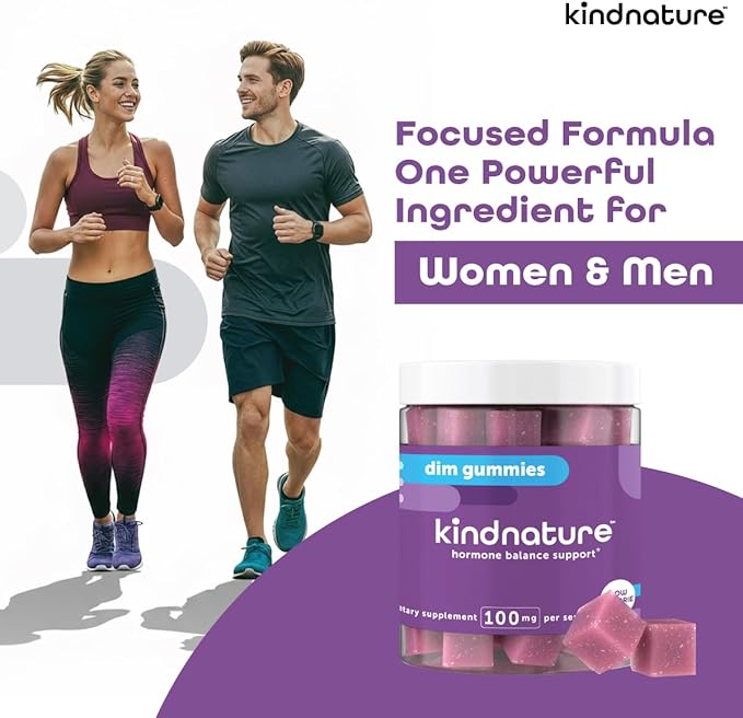kindnature DIM Gummies 100mg – Hormone Balance Support for Women – Diindolylmethane Supplement for Estrogen Metabolism, Menopause & Skin Wellness – Vegan, Non-GMO, Gluten-Free – 60 Gummies