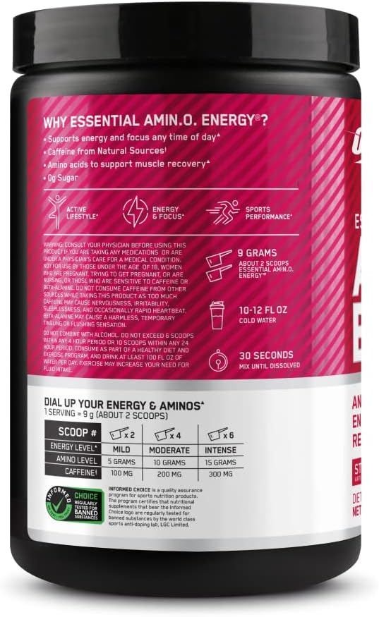 Optimum Nutrition Amino Energy-Pre Workout with Green Tea, BCAA, Amino Acids,Keto Friendly,Green Coffee Extract,Energy Powder-Strawberry Lime, 9.5 Ounce, 30 Servings (Packaging May Vary) (Pack of 6)