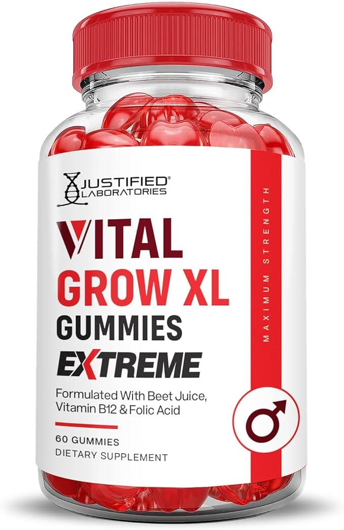 Justified Laboratories (2 Pack Vital Grow XL Extreme 2000MG Performance Gummies Advanced Formula Formulated with ACV Pomegranate Beet Juice Powder B12 Vegan Non GMO 120 Gummys