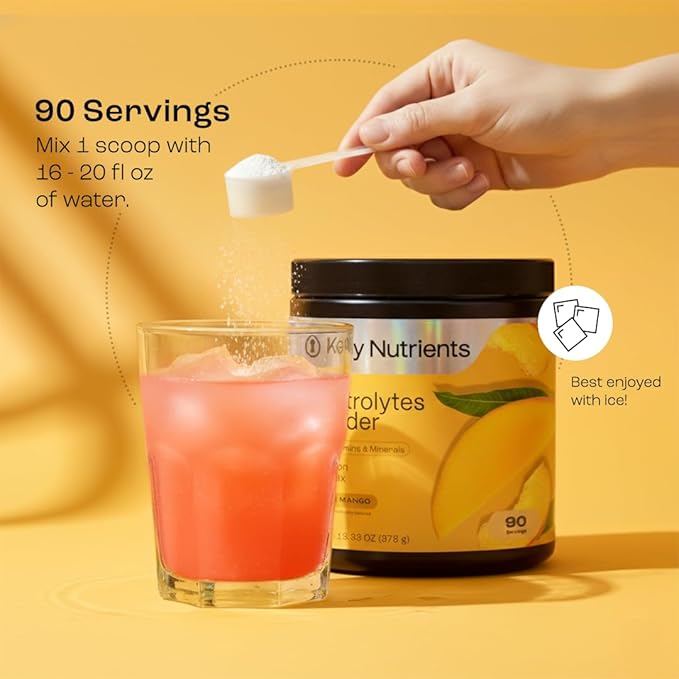 KEY NUTRIENTS Multivitamin Electrolytes Powder No Sugar - Tropical Peach Mango Electrolyte Powder - Endurance & Energy Supplement - Hydration Powder - No Calories - 90 Servings - Made in USA