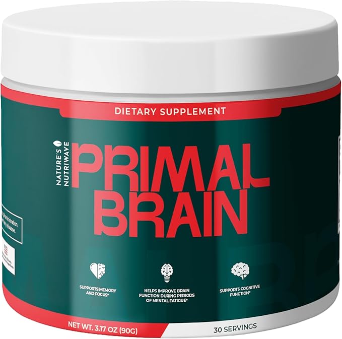 Primal Brain – Daily Fiber & Nutrient Powder with Baobab, Konjac Glucomannan, Spermidine & L-Arabinose – Non-GMO Formula – Made in USA – 3.17 oz, 30 Servings, 1 Month Supply