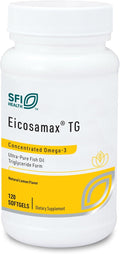 Klaire Labs SFI Health Eicosamax TG Fish Oil Pills with EPA/DHA - Omega-3 Fatty Acids to Support Brain & Heart Function - Natural Lemon Flavor to Help Reduce Fishy Burps or Aftertaste (120 Softgels)