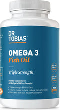 Dr. Tobias Omega 3 Fish Oil 2000mg Triple Strength with 800mg EPA 600mg DHA Per Serving | Fish Oil Omega 3 Supplements for Heart Brain & Immune Support - 60 Softgels (30 Servings)