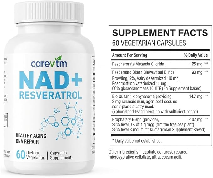Liposomal NAD+ Complex 500mg,Contains Nicotinamide nucleoside & Spermidine,60Capsules - High-Performance CellularRepair,Mitochondria & Anti-AgingSupport - Optimized Absorption,GMO-Free