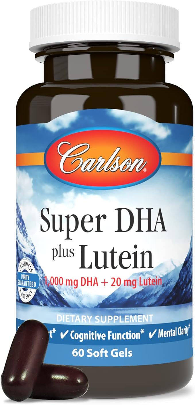 Carlson - Super DHA Plus Lutein, 1000 mg DHA + 20 mg Lutein, 60 Softgels