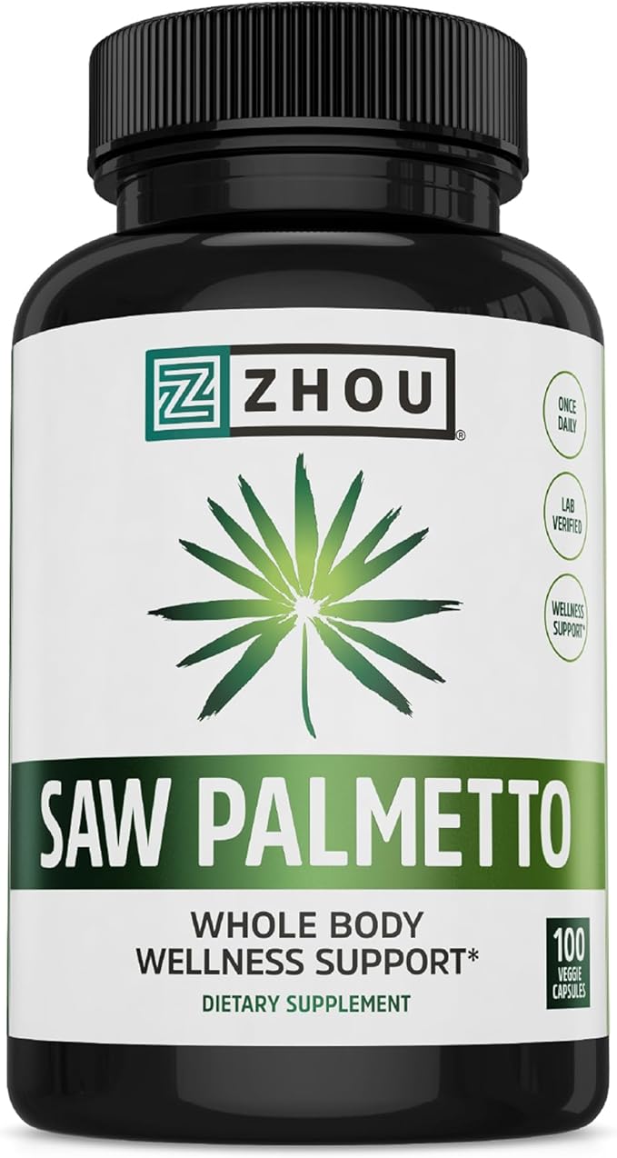Zhou Saw Palmetto 500 mg | For Prostate Health | Healthy Urination Frequency & Flow | 100 Capsules
