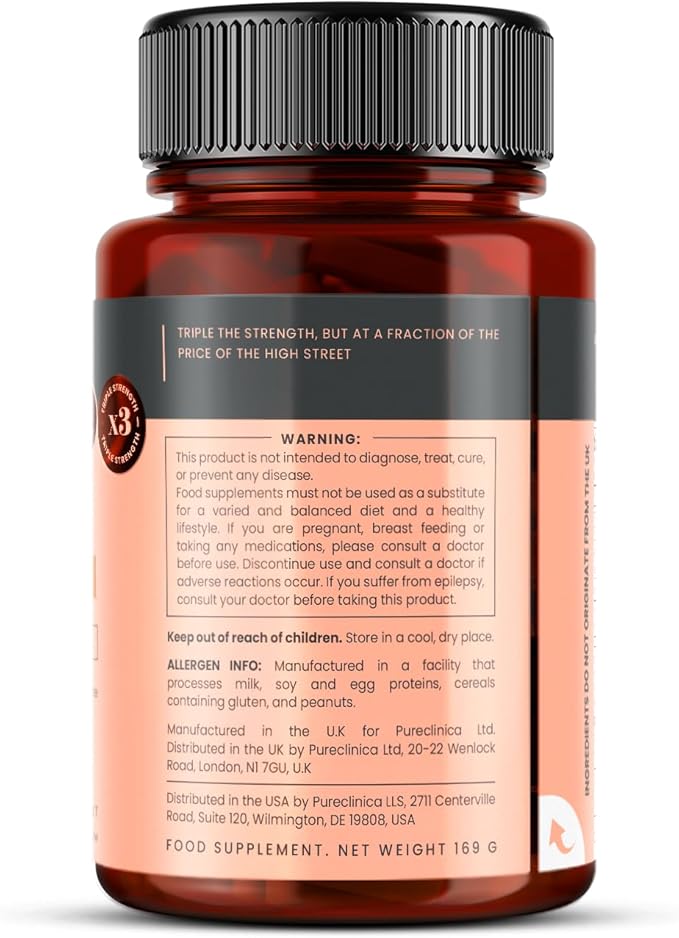 pureclinica Hyaluronic Acid 300mg x 360 Tablets (2 Bottles of 180-12 Months Supply). Triple Strength Hyaluronic Acid. 300% Stronger Than Any Other HLA Tablet.