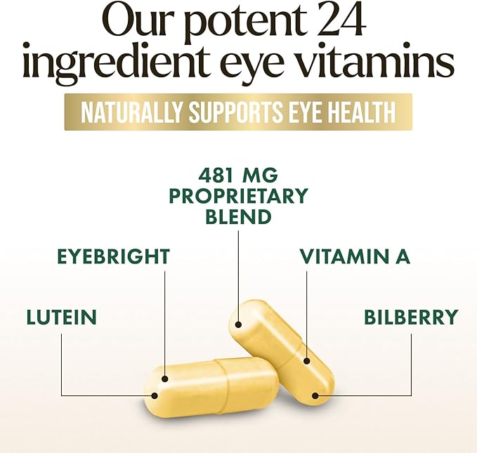 Eye Vitamins Supplements - 3x Strength Eye Health Vitamin with Lutein and Zeaxanthin - Vision Macular Health & Dry Eyes Support With Zinc, Vitamins C E & Minerals, Bottled in USA - 120 Capsules