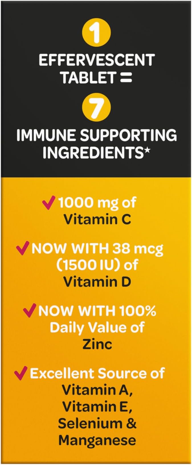 Airborne 1000mg Vitamin C with Vitamin D & Zinc, Sugar Free Multivitamin Immune Support Supplement, Antioxidants Vitamins A C & E, Very Berry Flavor, 30 Tablets (Pack of 2)