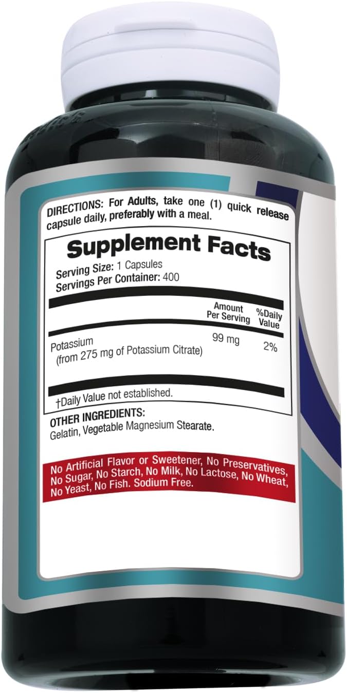 FITO Medic’S Lab Potassium Citrate Supplement, 400 Capsules, Potassium Formula