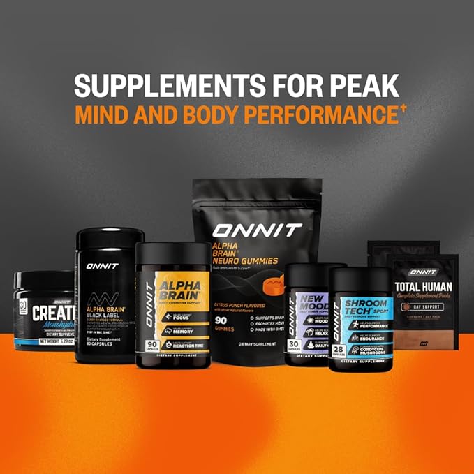 ONNIT Alpha Brain Neuro Focus Gummies, IGEN Non-GMO Tested Vegan Gummies with Omega-3s Lutein Zeaxanthin and Caffeine, Brain Eye and Focus Supplement for Men and Women, Citrus Punch, 90 Count