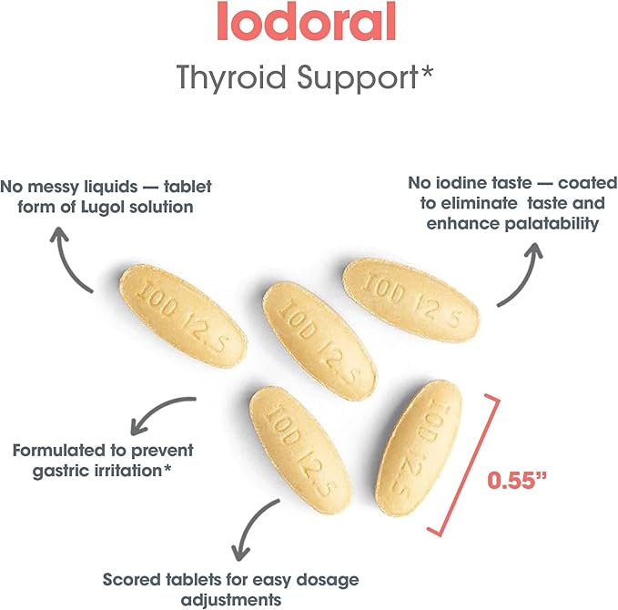 ARG Optimox Iodoral 12.5 mg - Iodine & Potassium Iodide Supplement for Thyroid & Metabolic Balance Support - Free of Soy & Gluten - 90 Servings - 90 Tablets