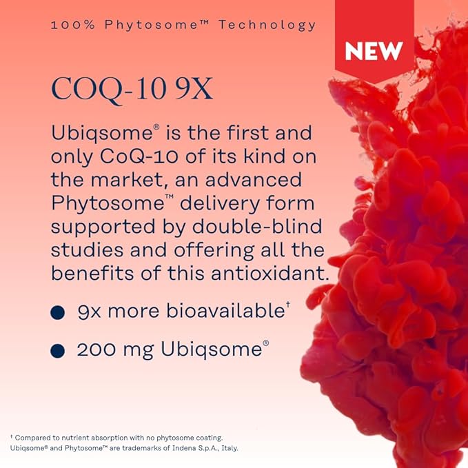 SOLARAY CoQ-10 Phytosome - 9X Absorption CoQ10 200mg - Easy-to-Digest Antioxidants Supplement - Vegan and Made Without Soy - 60-Day Guarantee - 30 Servings, 30 VegCaps