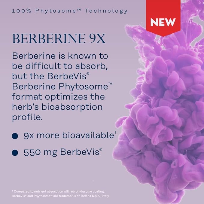 SOLARAY Berberine Phytosome - 9X Absorption and Easy-to-Digest - Standardized to 30% Berberine HCl - Vegan, Made Without Soy - 60-Day Guarantee - 30 Servings, 30 VegCaps