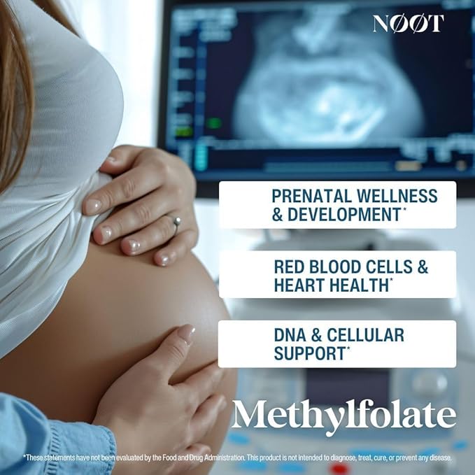 NOOT Organic Methylfolate 1000 mcg DFE, Plant-Sourced Folate with Naturally Occurring 5-MTHF for Energy, Mood, Methylation, Red Blood Cell Formation & Prenatal Readiness for Women & Men - 60 Capsules