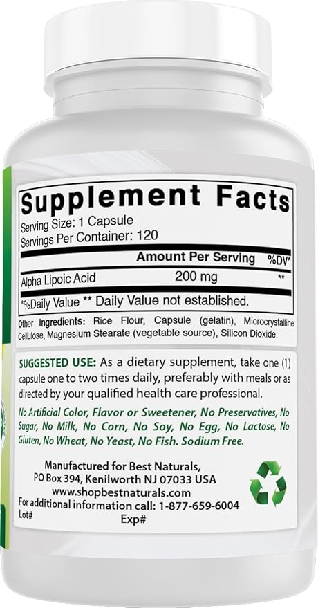 Best Naturals Alpha Lipoic Acid 200 Mg 120 Capsules (120 Count (Pack of 3))