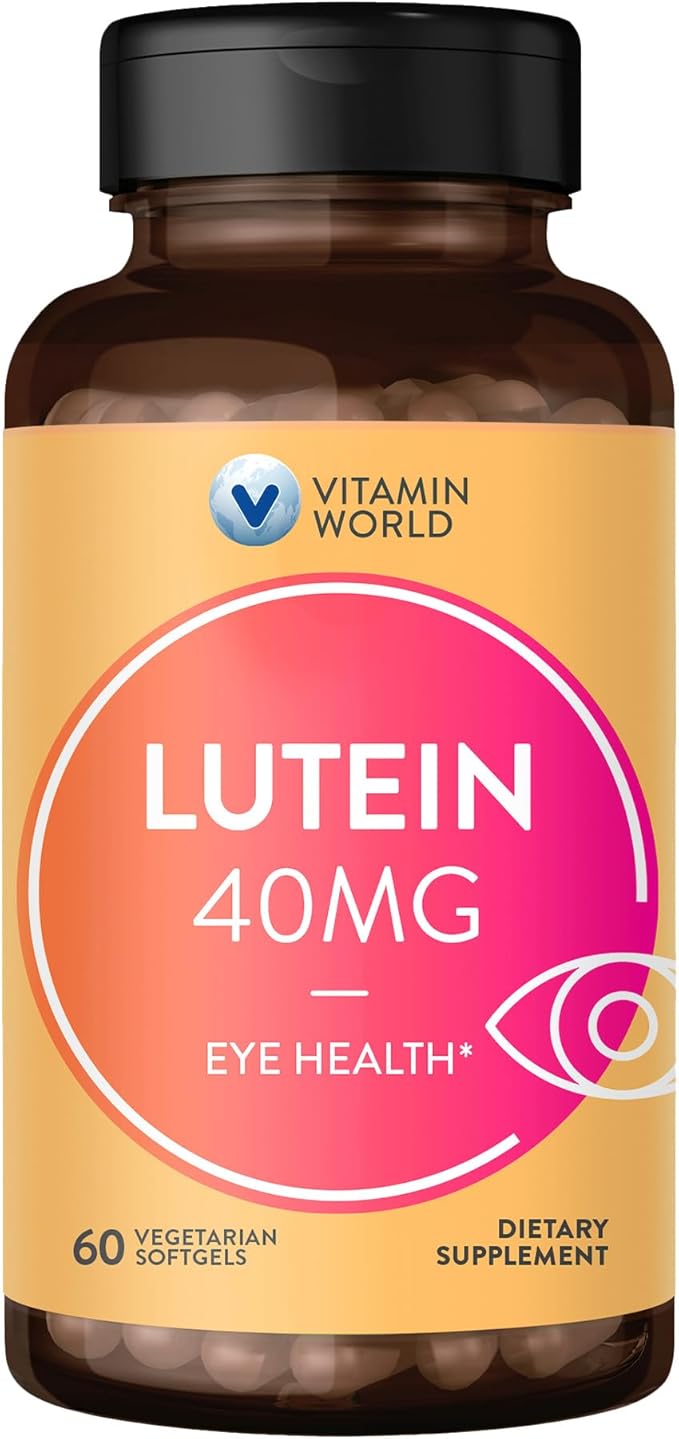 Vitamin World Lutein and Zeaxanthin Supplements, 40mg Lutein, Vegetarian Eye Health Supplement, Once Daily to Help Filter Blue Light & Support Vision, Non-GMO, Gluten-Free, 2 Month Supply