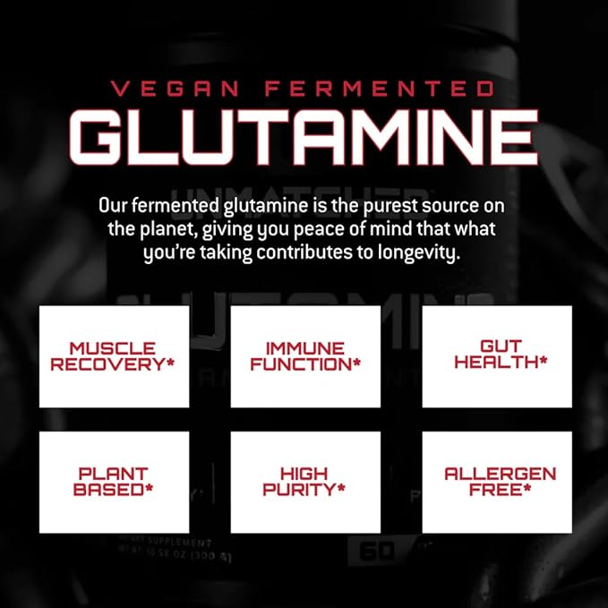 Unmatched Vegan Fermented Glutamine | Plant-Based Fermentation | High Purity, Allergen Free | Muscle Recovery, Gut & Immune Support | 60 Servings (Unflavored)