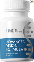 Advanced Bionutritionals – Advanced Vision Formula Supplement, Healthy Vision, Eye Function Support, Eye Vitamins, Lutein, Zeaxanthin, Vitamin A, C, Zinc, Gluten Free, Dairy Free, Vegan (60 Tablets)