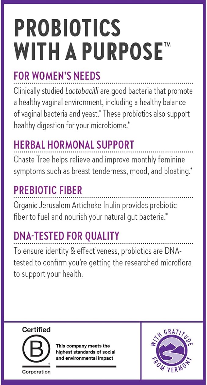 New Chapter Probiotics for Women - 30 ct (1 Month Supply), Women's Daily Probiotic with Prebiotics and Probiotics for Vaginal Health & Chaste Tree for Hormonal Support, 100% Vegetarian, Non-GMO