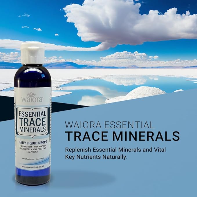 Waiora Essential Trace Minerals | Help Replenish Lost/Depleted Mineral | 60+ Ionic Trace Minerals | Support Body’s Vital Functions, pH Balance | Plus Electrolytes for Hydration (2 Bott / 96 serv)