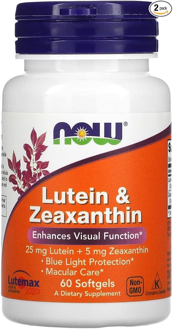 Now Supplements, Lutein & Zeaxanthin with 25 mg Lutein and 5 mg Zeaxanthin, 60 Softgels (2 Pack)