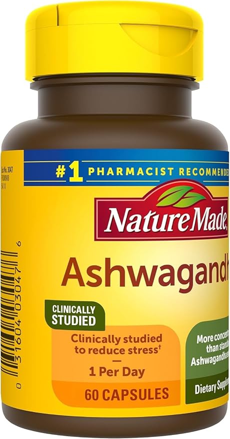 Nature Made Ashwagandha Capsules 125mg for Stress Support, 60 Capsules, 60 Day Supply (Pack of 2)