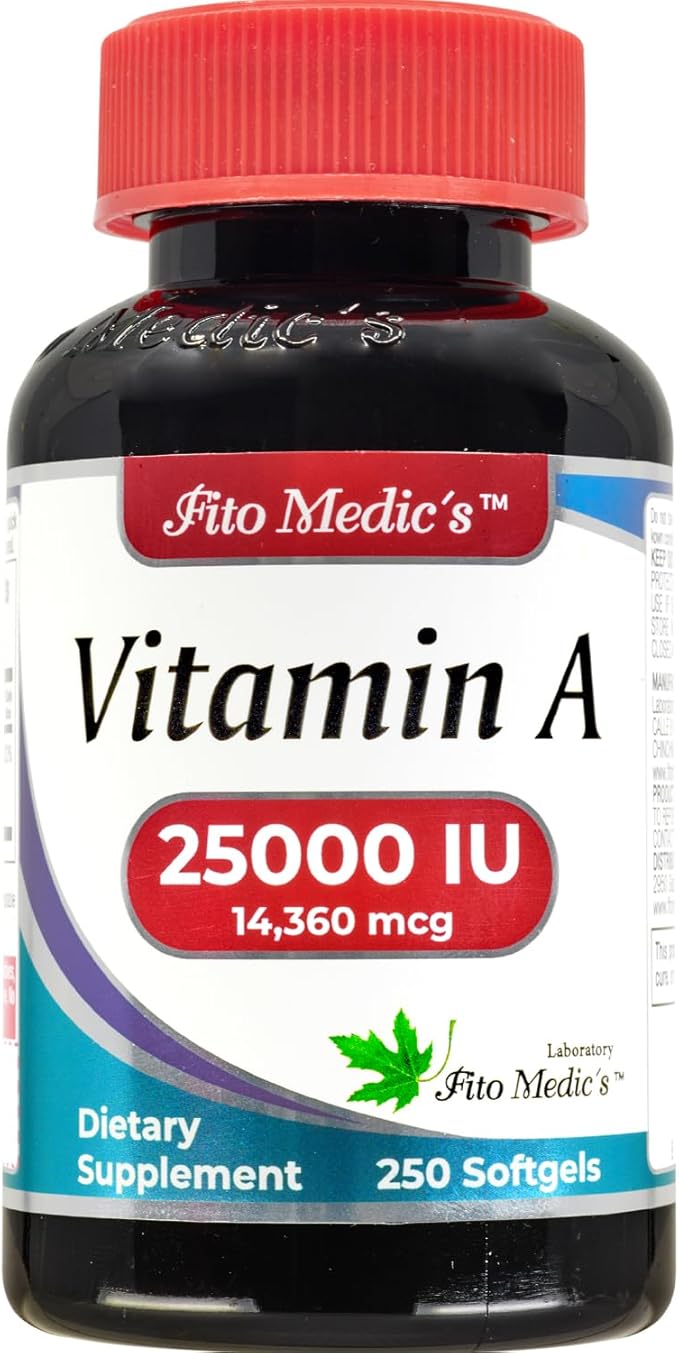 FITO MEDIC'S Lab - Vitamin a 25000 iu softgels - 250 Softgels- Ultra high Absorption, Healthy Skin & Eyes, Antioxidant Activity & Immune System Function.